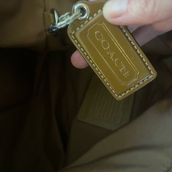 VINTAGE | Coach Scarf Print Monogram Fabric and Patent Leather Hobo Bag!! - Picture 11 of 13